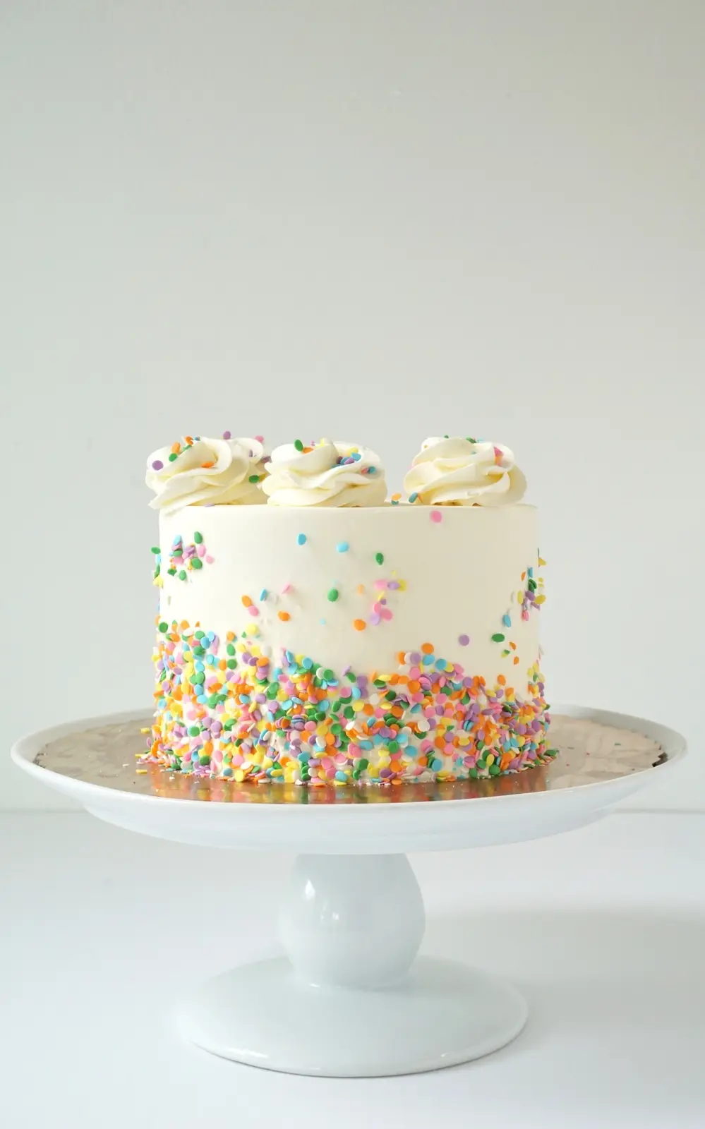 Party Cake with confetti sprinkles and buttercream dollops
